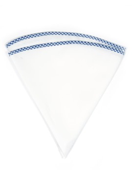 White Linen/Blue/White Gingham Trim Linen Pocket Circle